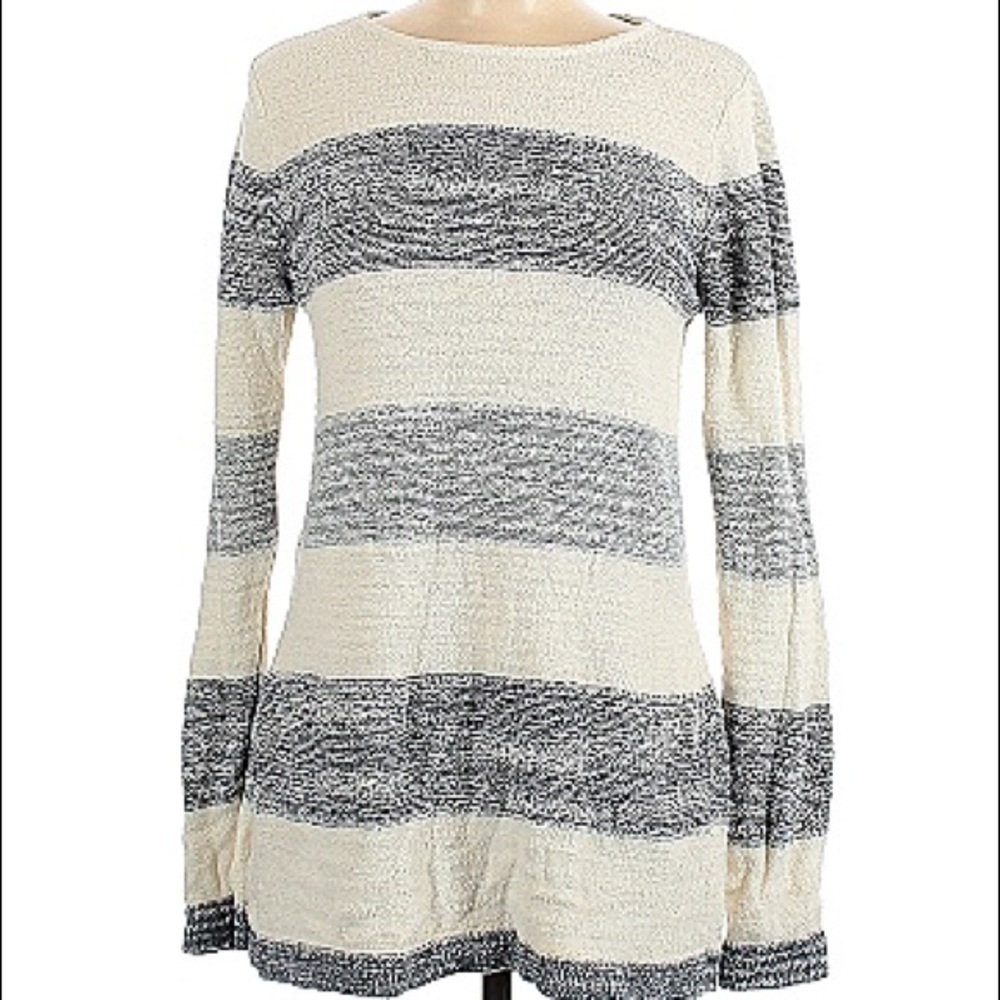 CALVIN KLEIN  - Layered Medium Weight Crew Neck Striped Sweater
